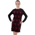 Dark Dominion Print Long Sleeve Hoodie Dress