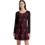 Dark Dominion Print Long Sleeve Velour Skater Dress