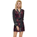 Dark Dominion Print Long Sleeve Satin Robe