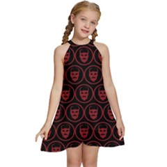 Kids  Halter Collar Waist Tie Chiffon Dress 