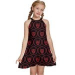 Dark Dominion Print Kids  Halter Collar Waist Tie Chiffon Dress