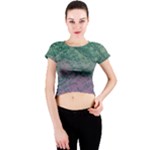 Colorful duotone abstract print Crew Neck Crop Top