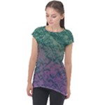 Colorful duotone abstract print Cap Sleeve High Low Top