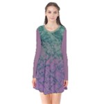 Colorful duotone abstract print Long Sleeve V-neck Flare Dress