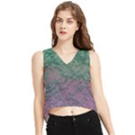 Colorful duotone abstract print V-Neck Cropped Tank Top