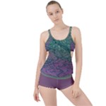 Colorful duotone abstract print Boyleg Tankini Set 