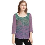 Colorful duotone abstract print Chiffon Quarter Sleeve Blouse