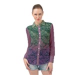 Colorful duotone abstract print Long Sleeve Chiffon Shirt