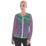 Colorful duotone abstract print Velvet Zip Up Jacket