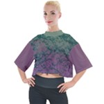 Colorful duotone abstract print Mock Neck T-Shirt