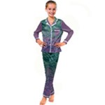 Colorful duotone abstract print Kids  Satin Long Sleeve Pajamas Set