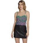 Colorful duotone abstract print Flowy Camisole Tie Up Top