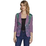 Colorful duotone abstract print Women s One-Button 3/4 Sleeve Short Jacket