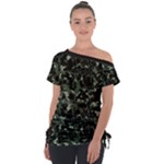 Precision Pursuit: Hunting Motif Camouflage Pattern Off Shoulder Tie-Up T-Shirt