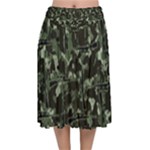 Precision Pursuit: Hunting Motif Camouflage Pattern Velvet Flared Midi Skirt