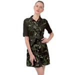 Precision Pursuit: Hunting Motif Camouflage Pattern Belted Shirt Dress