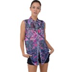 Alien Architecture Ii Sleeveless Chiffon Button Shirt