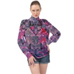 Alien Architecture Ii High Neck Long Sleeve Chiffon Top