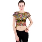 Vivid Cactus Charm Design Pattern Crew Neck Crop Top