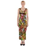 Vivid Cactus Charm Design Pattern Fitted Maxi Dress