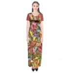 Vivid Cactus Charm Design Pattern Short Sleeve Maxi Dress