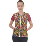 Vivid Cactus Charm Design Pattern Short Sleeve Zip Up Jacket