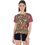 Vivid Cactus Charm Design Pattern Open Back Sport T-Shirt