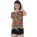 Vivid Cactus Charm Design Pattern Short Sleeve Open Back T-Shirt