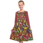 Vivid Cactus Charm Design Pattern Kids  Midi Sailor Dress