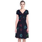 Amoled Short Sleeve Front Wrap Dress