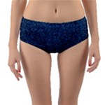 Blue Denim Fabric Reversible Mid-Waist Bikini Bottoms