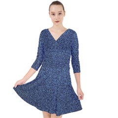 Quarter Sleeve Front Wrap Dress 