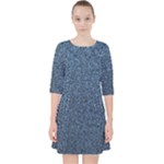 Blue Denim Fabric Quarter Sleeve Pocket Dress