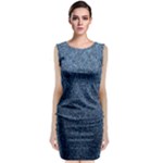 Blue Denim Fabric Sleeveless Velvet Midi Dress