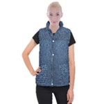 Blue Denim Fabric Women s Button Up Vest