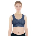 Blue Denim Fabric Sports Bra With Pocket