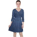 Blue Denim Fabric Quarter Sleeve Ruffle Waist Dress