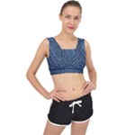 Blue Denim Fabric V-Back Sports Bra