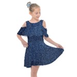 Blue Denim Fabric Kids  Shoulder Cutout Chiffon Dress