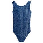 Blue Denim Fabric Kids  Cut-Out Back One Piece Swimsuit