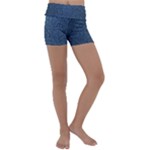 Blue Denim Fabric Kids  Lightweight Velour Yoga Shorts