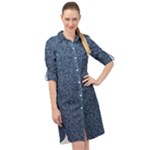 Blue Denim Fabric Long Sleeve Mini Shirt Dress