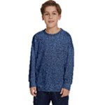 Blue Denim Fabric Kids  Crewneck Sweatshirt