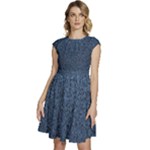 Blue Denim Fabric Cap Sleeve High Waist Dress