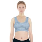 Blue Denim Texture, Macro Sports Bra With Pocket