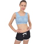 Blue Denim Texture, Macro V-Back Sports Bra