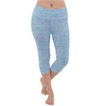 Blue Denim Texture, Macro Lightweight Velour Capri Yoga Leggings