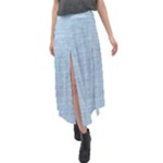 Blue Denim Texture, Macro Velour Split Maxi Skirt