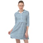 Blue Denim Texture, Macro Mini Skater Shirt Dress