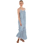 Blue Denim Texture, Macro Cami Maxi Ruffle Chiffon Dress